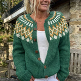 Gráinne — Cardigan with Norwegian Print and Buttons