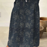 Bridget — Women's Vintage Floral Linen Elastic waistband Pocket Skirt