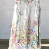 Isla — Women's Vintage Botanical Floral Linen Elastic waistband Pocket Skirt