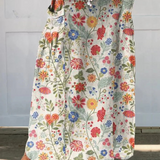 Emma — Women's Floral Print Linen Elastic waistband Pocket Skirt