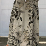Niamh — Women's Retro Floral Art Linen Elastic waistband Pocket Skirt