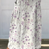 Maeve — Women's Vintage Floral Art Linen Elastic waistband Pocket Skirt