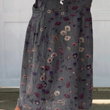 Angela — Women's Flower Art Print Linen Pocket Skirt