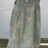 Nora — Women's Retro Elegant Floral Art Linen Elastic waistband Pocket Skirt