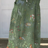 Leah — Woodland And Animals Pattern Printed Women's Linen Pocket Skirt