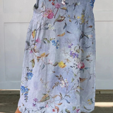 Sheila — Elegant Vintage Blue Print Women's Linen Pocket Skirt