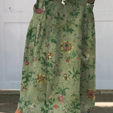 Pamela — Women's Retro Art Print Linen Pocket Skirt