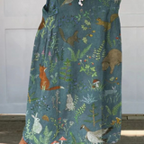 Neasa — Women's Retro Floral Animals Art Casual Linen Pocket Skirt