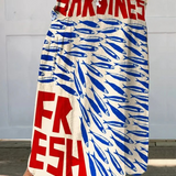 Karen — Women's Vintage Fish Sardines Art Print Linen Pocket Skirt