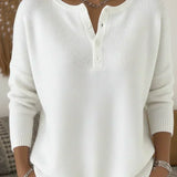 Éadaoin — Knitted Henley Button-Up Jumper
