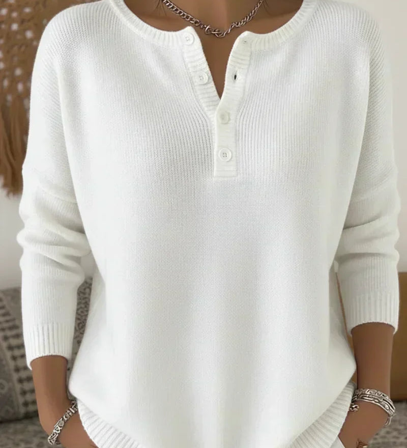 Éadaoin — Knitted Henley Button-Up Jumper