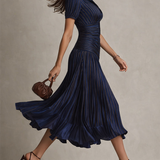 Sinéad — Striped Shirt Collar Midi Dress