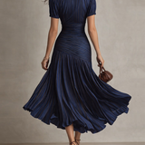 Sinéad — Striped Shirt Collar Midi Dress