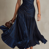 Sinéad — Striped Shirt Collar Midi Dress