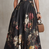 Catherine — Floral Keyhole Pleated Midi Dress