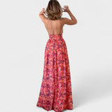 Aifric — Floral Dress - Long Dress with Halter Neck