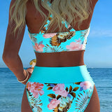Denise — Bikini with Contrasting Floral Print and Slit