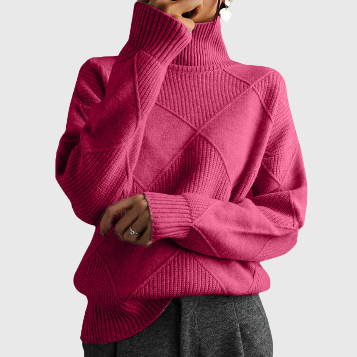 Oonagh — Geometric Turtleneck Jumper
