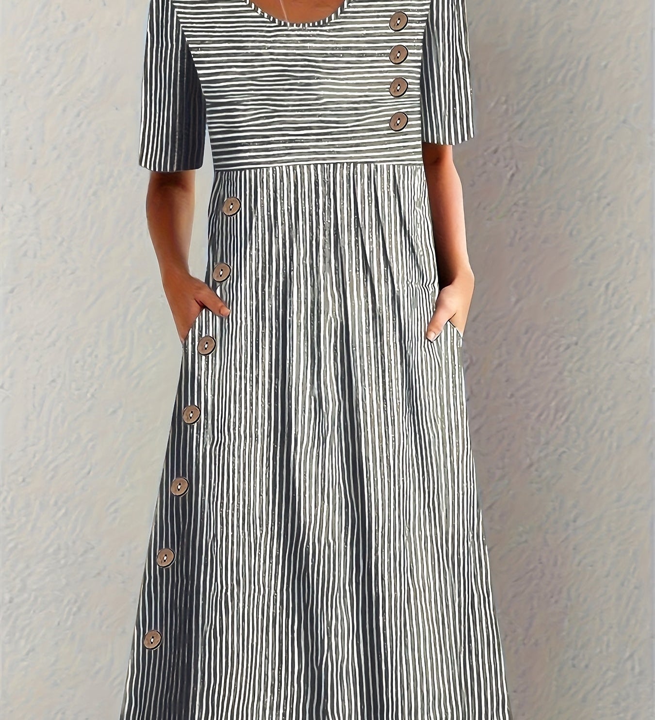 Niamh — Elegant Striped Summer Midi Dress