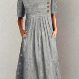 Niamh — Elegant Striped Summer Midi Dress