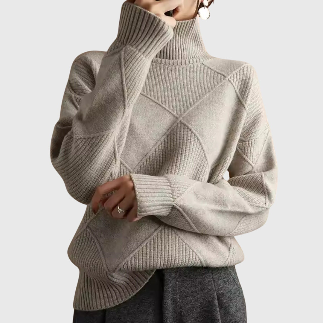 Oonagh — Geometric Turtleneck Jumper