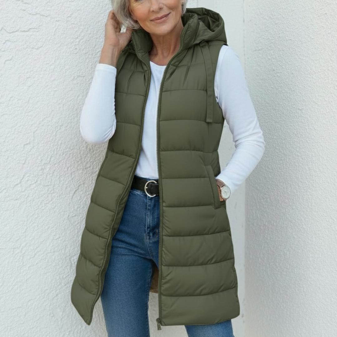 Síle — Casual Sleeveless Hood Long Puffer Vest