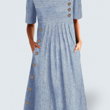 Niamh — Elegant Striped Summer Midi Dress