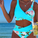 Denise — Bikini with Contrasting Floral Print and Slit