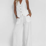 Orla — Set of Buttoned Vest and Wide Trousers