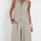 Orla — Set of Buttoned Vest and Wide Trousers