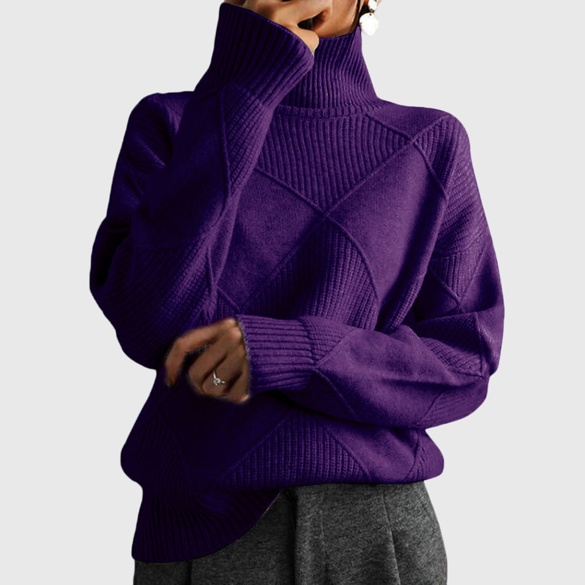 Oonagh — Geometric Turtleneck Jumper