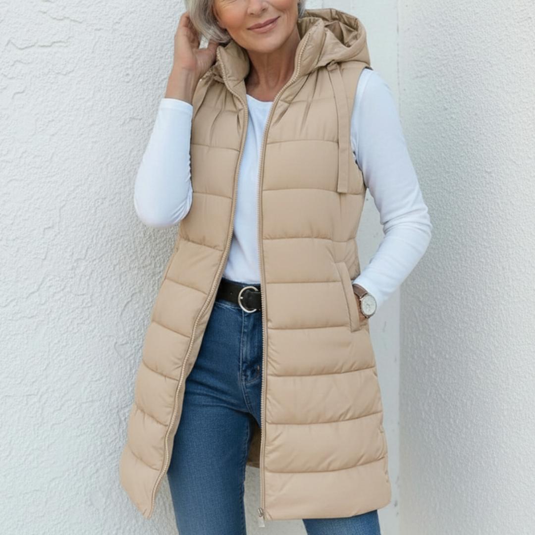 Síle — Casual Sleeveless Hood Long Puffer Vest