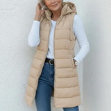 Síle — Casual Sleeveless Hood Long Puffer Vest