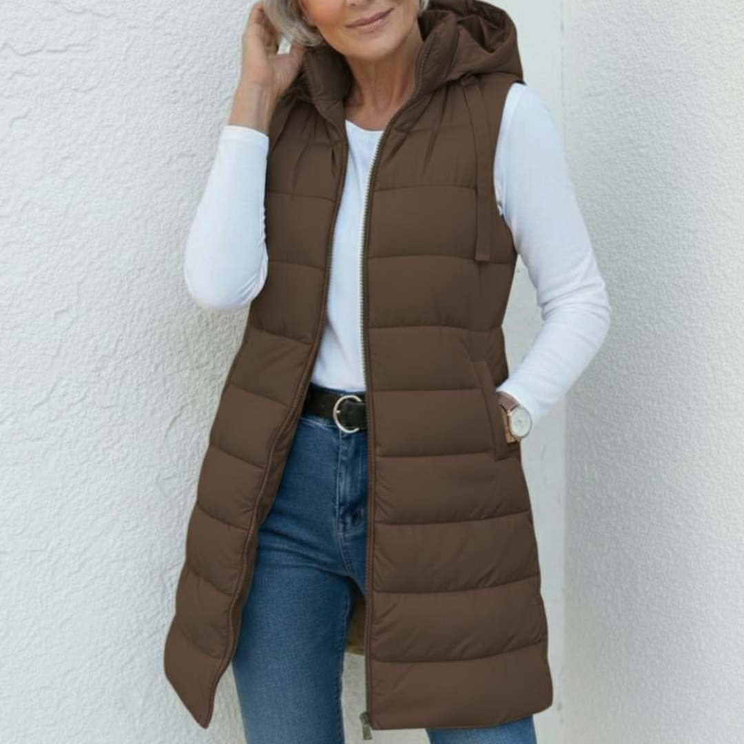 Síle — Casual Sleeveless Hood Long Puffer Vest