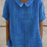 Maeve — Striped Geometric Blouse