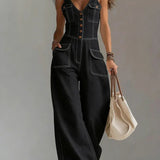 Órlaith — Casual Denim Wide Jumpsuit