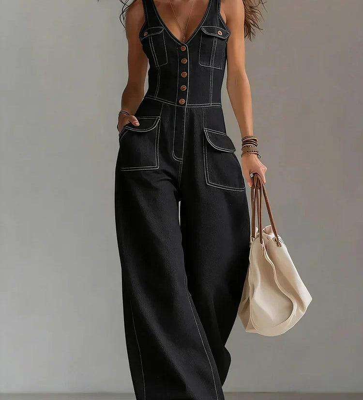 Órlaith — Casual Denim Wide Jumpsuit