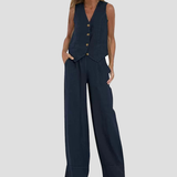 Orla — Set of Buttoned Vest and Wide Trousers