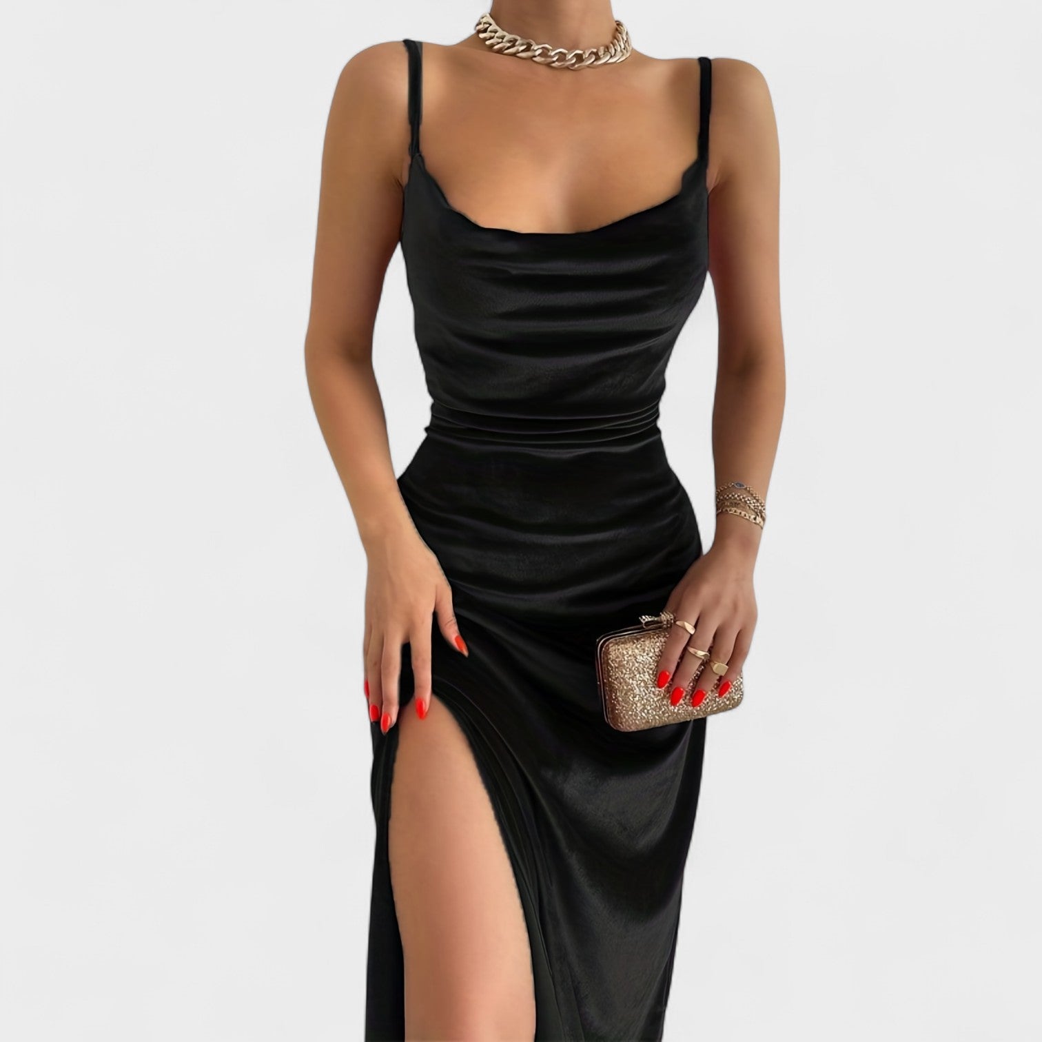 Úna — Velvet Dress with Slit