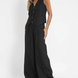 Orla — Set of Buttoned Vest and Wide Trousers