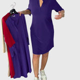 Olivia — Solid V-Neck Dress