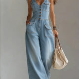 Órlaith — Casual Denim Wide Jumpsuit