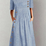 Niamh — Elegant Striped Summer Midi Dress