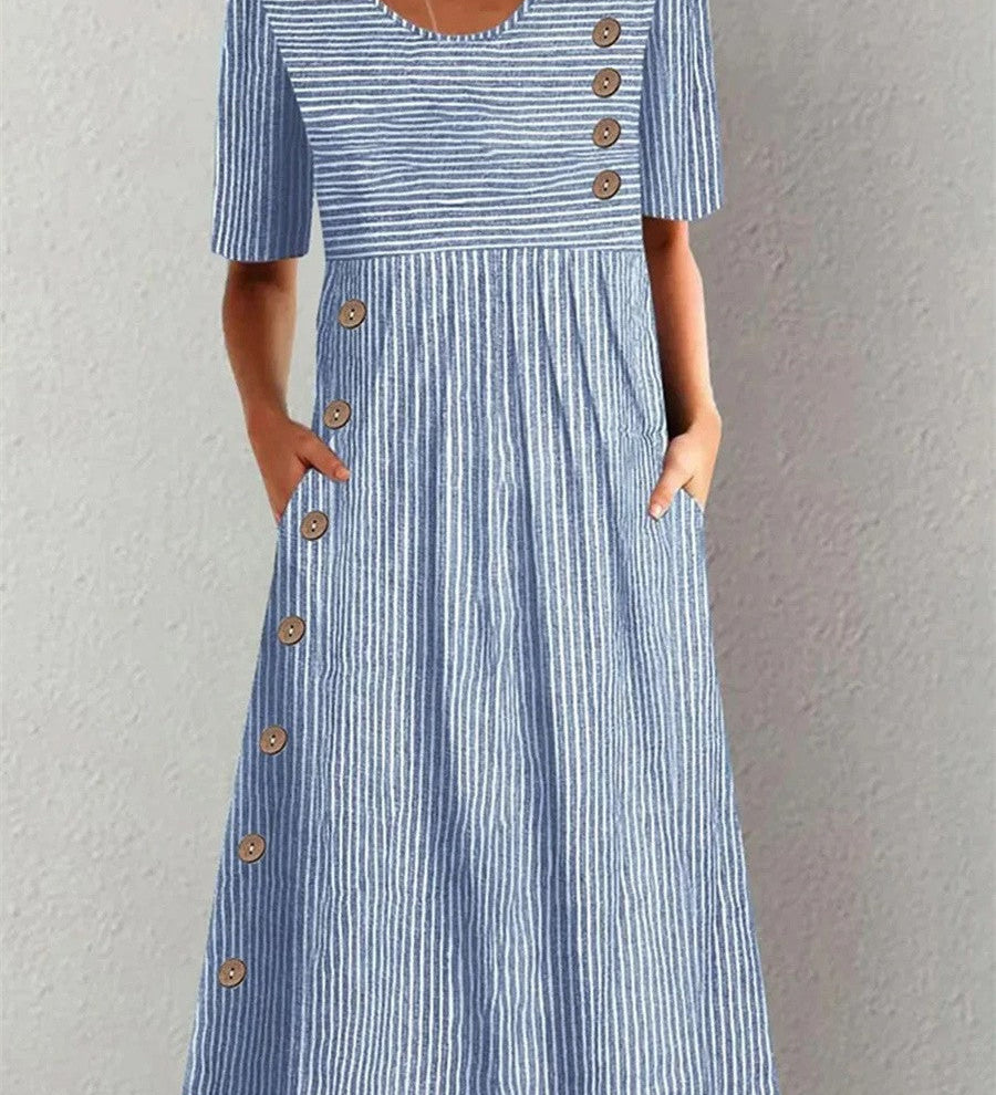 Niamh — Elegant Striped Summer Midi Dress