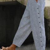 Nollaig — Striped Trousers with Buttons