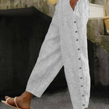 Nollaig — Striped Trousers with Buttons