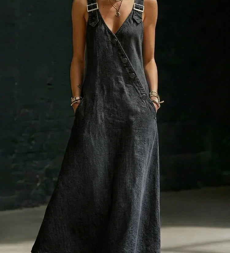 Chloe — Long Denim Button Down Dress