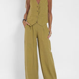 Orla — Set of Buttoned Vest and Wide Trousers
