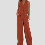 Orla — Set of Buttoned Vest and Wide Trousers