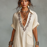 Nicola — Embroidered Shirt Dress